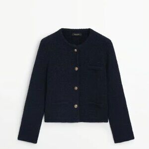 Massimo Dutti Dark Blue Textured Sweater